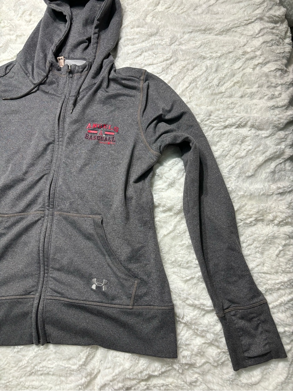 Under Armour Los Angeles Angels MLB Hooded Zip Coldgear Sweatshirt Large Jacket - Picture 2 of 10